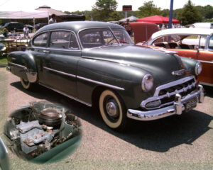 1952 Deluxe Chevrolet Fleeting with cutaway view of the engine compartment